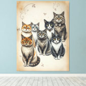 -geïnspireerd familieportret van een kat canvas afdruk (Insitu (Houten vloer))