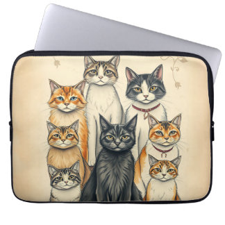 -geïnspireerd familieportret van een kat laptop sleeve