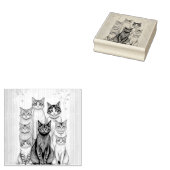 -geïnspireerd familieportret van een kat rubberstempel (Gestempeld)