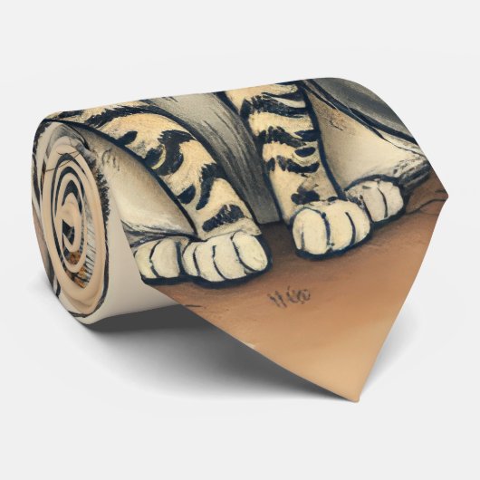 -geïnspireerd familieportret van een kat stropdas (Opgerold)