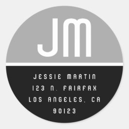  geïnspireerd grijs zwart-wit retouradres ronde sticker