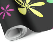 geïnspireerd grillig bloemig zwart kleurrijk cadeaupapier (Rol Hoek)