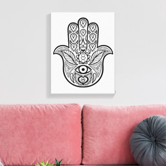 Geïnspireerd Hamsa Hand 6 Canvas Afdruk (Insitu (Woonkamer))