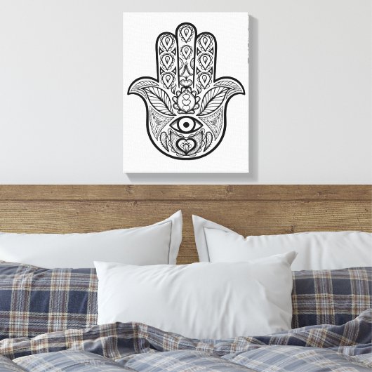Geïnspireerd Hamsa Hand 6 Canvas Afdruk (Insitu (Slaapkamer))
