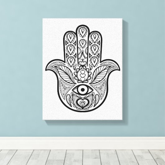 Geïnspireerd Hamsa Hand 6 Canvas Afdruk (Insitu (Houten vloer))