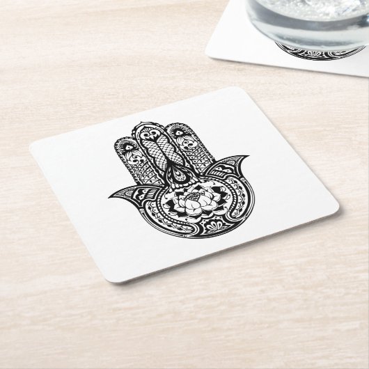 Geïnspireerd Hamsa-symbool Kartonnen Onderzetters (Schuin)