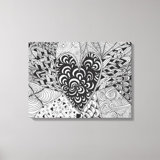 Geïnspireerd hart Doodle 6 Canvas Afdruk (Voorkant)