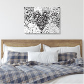 Geïnspireerd hart Doodle 6 Canvas Afdruk (Insitu (Slaapkamer))