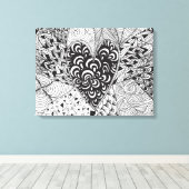 Geïnspireerd hart Doodle 6 Canvas Afdruk (Insitu (Houten vloer))
