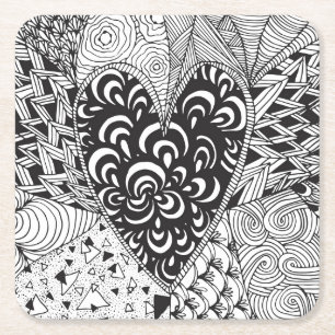 Geïnspireerd hart kartonnen onderzetters