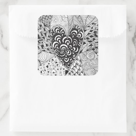 Geïnspireerd hart vierkante sticker (Tas)