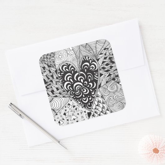 Geïnspireerd hart vierkante sticker (Envelop)