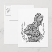 Geïnspireerd hoofd van konijn in krans briefkaart (Voorkant / Achterkant)