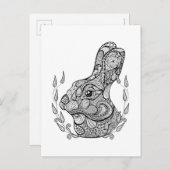 Geïnspireerd hoofd van konijn in krans briefkaart (Voorkant / Achterkant)
