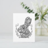 Geïnspireerd hoofd van konijn in krans briefkaart (Staand voorkant)