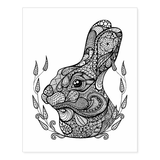 Geïnspireerd hoofd van konijn in krans rubberstempel (Afrduk)