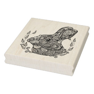 Geïnspireerd hoofd van konijn in krans rubberstempel