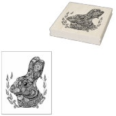 Geïnspireerd hoofd van konijn in krans rubberstempel (Gestempeld)