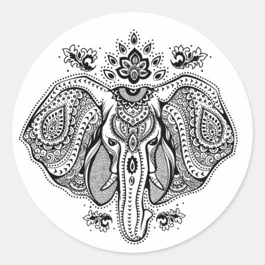 Geïnspireerd  Indische olifant Ronde Sticker (Voorkant)