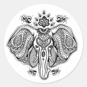 Geïnspireerd  Indische olifant Ronde Sticker