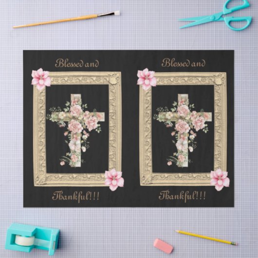 geïnspireerd ingelijste bloemenkruisscript tissuepapier (Craft)