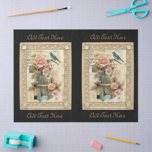 geïnspireerd ingelijste vogel- en kooiscript tissuepapier (Craft)