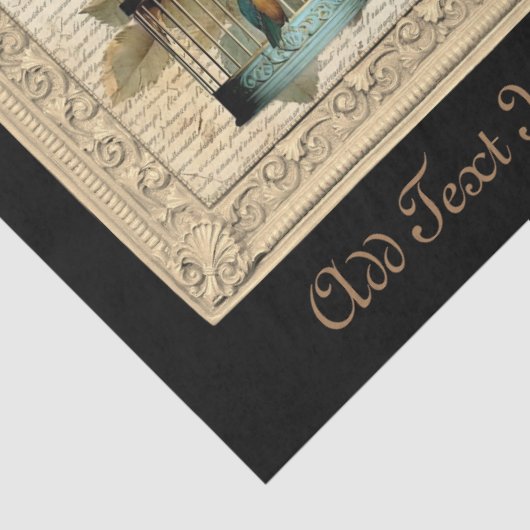 geïnspireerd ingelijste vogel- en kooiscript tissuepapier (Detail)