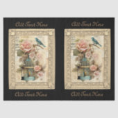 geïnspireerd ingelijste vogel- en kooiscript tissuepapier (Voorkant)