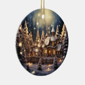 Geïnspireerd kerstthema sprookjeskasteel keramisch ornament (Rechts)