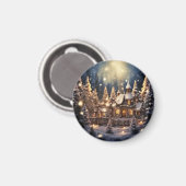 Geïnspireerd kerstthema sprookjeskasteel magneet (Voorkant / Achterkant)