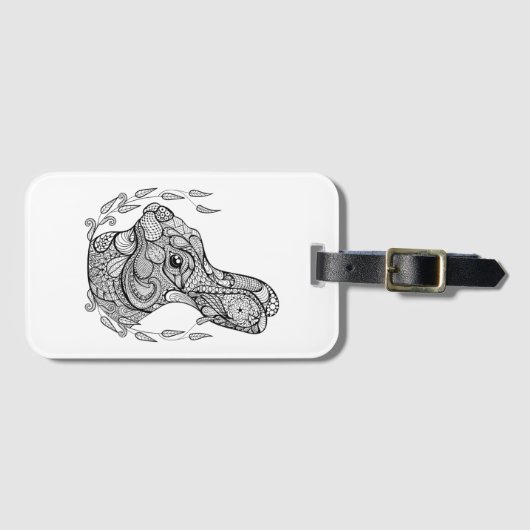 Geïnspireerd konijnenhoofd in Wreath Bagagelabel (Voorkant (horizontaal))