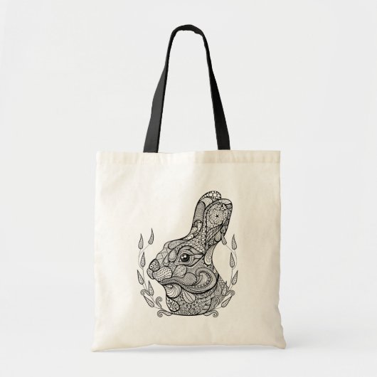 Geïnspireerd konijnenhoofd in Wreath Tote Bag (Voorkant)
