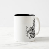 Geïnspireerd konijnenhoofd in Wreath Tweekleurige Koffiemok (Voorkant rechts)