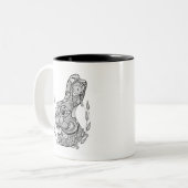 Geïnspireerd konijnenhoofd in Wreath Tweekleurige Koffiemok (Voorkant links)