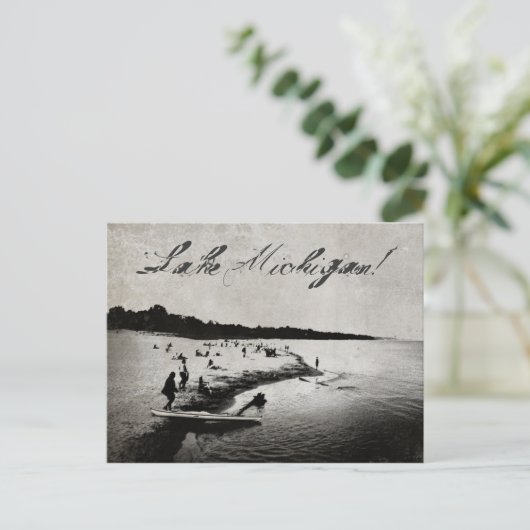  geïnspireerd Lake Michigan Beach Briefkaart (Staand voorkant)