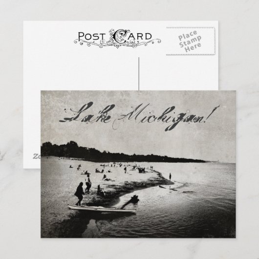  geïnspireerd Lake Michigan Beach Briefkaart (Voorkant / Achterkant)