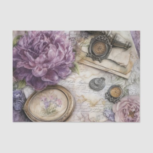 geïnspireerd lavendel pioenen tissuepapier (Voorkant)