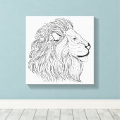 Geïnspireerd Leeuwenkop 30 Canvas Afdruk (Insitu (Houten vloer))