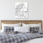 Geïnspireerd Leeuwenkop 30 Canvas Afdruk (Insitu (Slaapkamer))