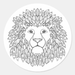 Geïnspireerd leeuwhoofd 3 ronde sticker