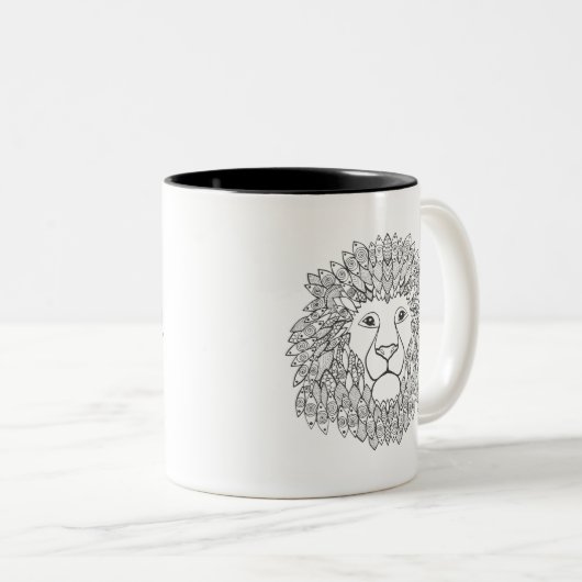 Geïnspireerd leeuwhoofd 3 tweekleurige koffiemok (Voorkant rechts)