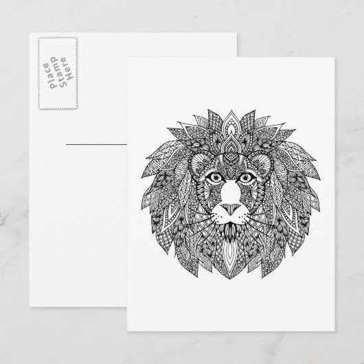 Geïnspireerd leeuwhoofd 4 briefkaart (Voorkant / Achterkant)
