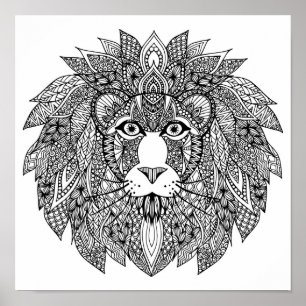 Geïnspireerd leeuwhoofd 4 poster