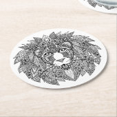 Geïnspireerd leeuwhoofd 4 ronde kartonnen onderzetter (Gebogen)