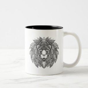 Geïnspireerd leeuwhoofd 4 tweekleurige koffiemok