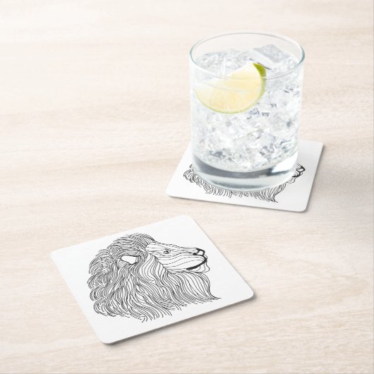 Geïnspireerd leeuwhoofd 5 kartonnen onderzetters (Insitu)