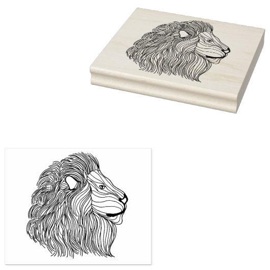 Geïnspireerd leeuwhoofd 5 rubberstempel (Gestempeld)