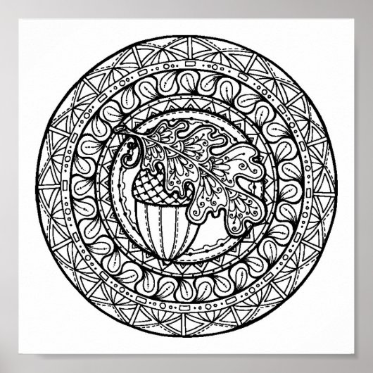 Geïnspireerd Mandala Autumn Oak Leaf 2 Poster (Voorkant)