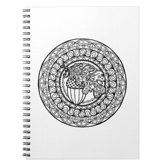 Geïnspireerd Mandala Autumn Oak Leaf Notitieboek (Voorkant)