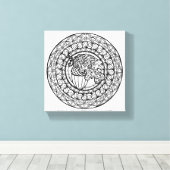 Geïnspireerd Mandala Herfst Eikenblad 6 Canvas Afdruk (Insitu (Houten vloer))